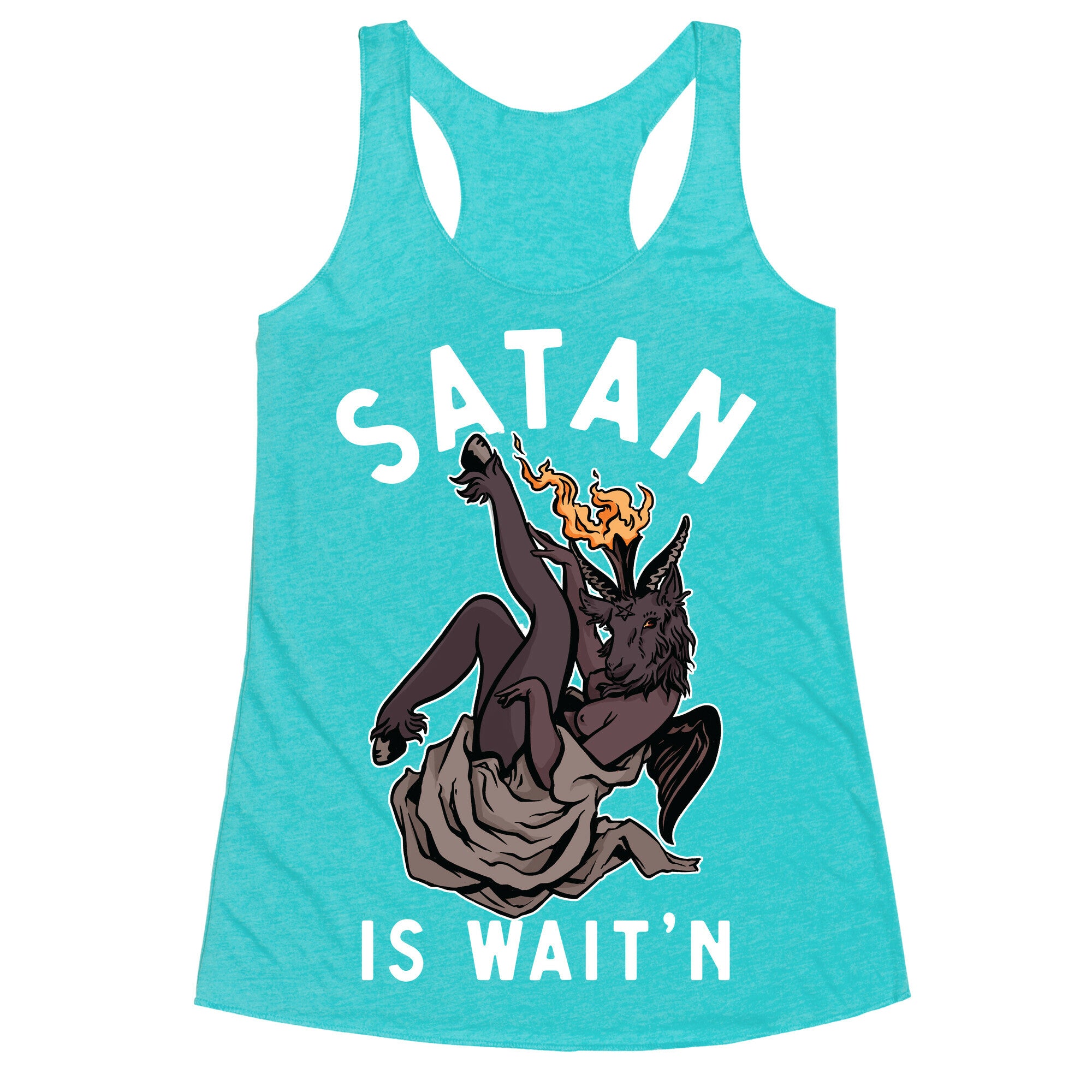 Satan Is Wait'n Racerback Tank